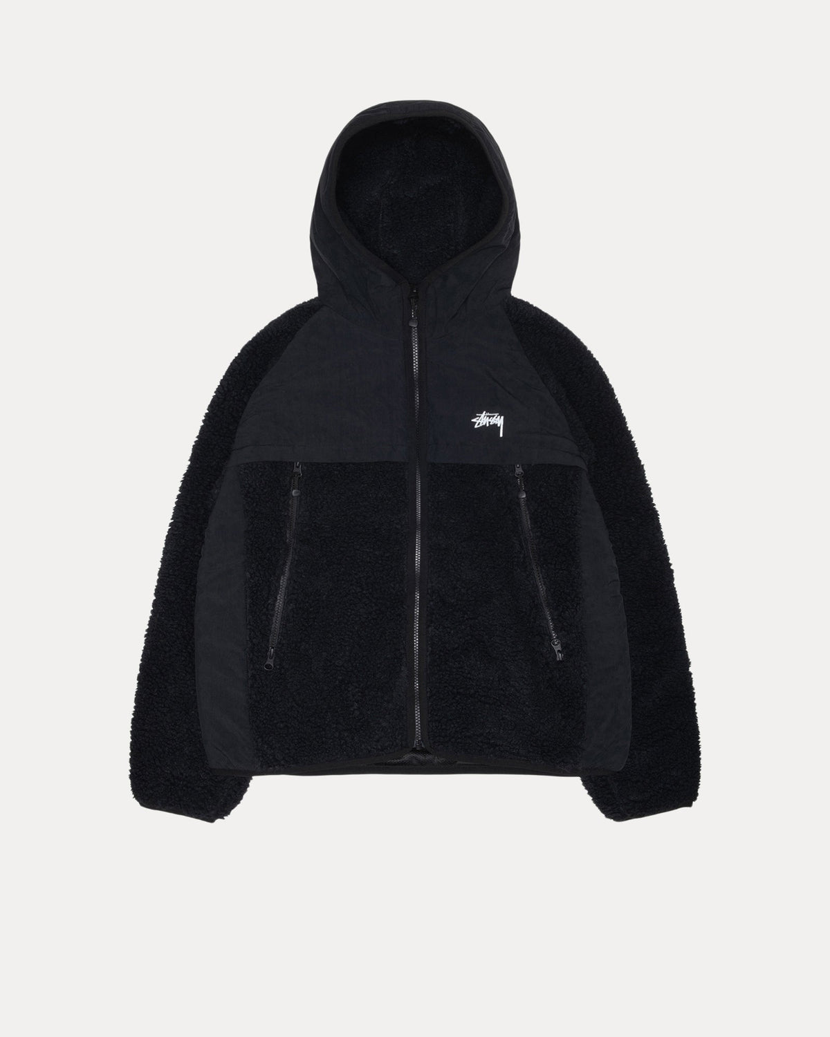 SHERPA PANELED HOODED JACKET